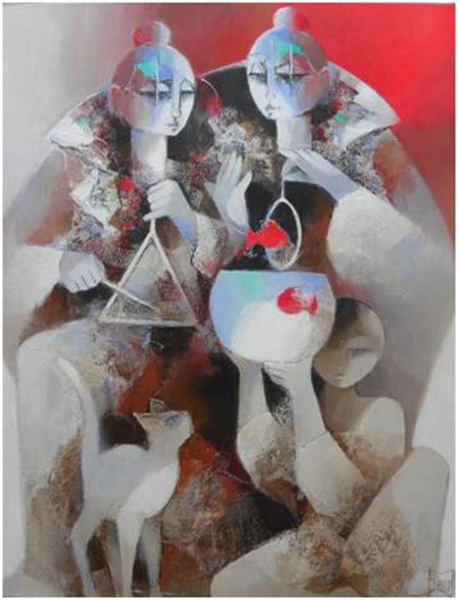 Les dresseurs de poissons au triangle, œuvre de François Benett