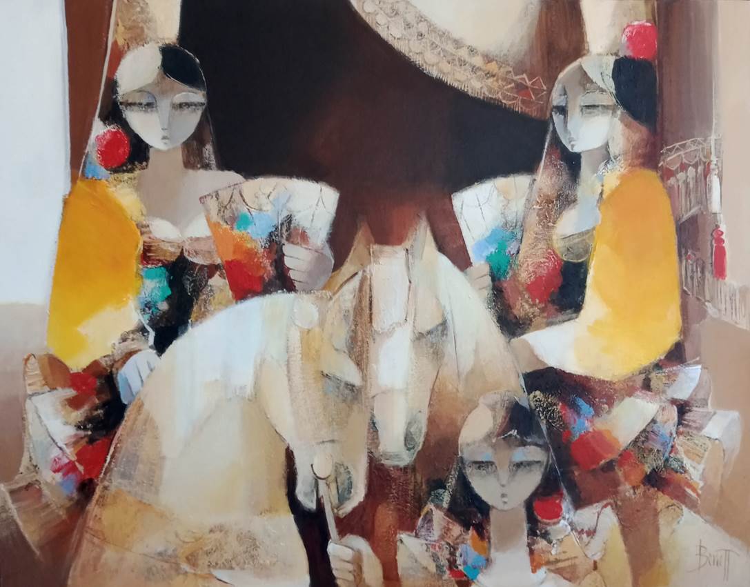 Les amazones au rideau, œuvre de François Benett