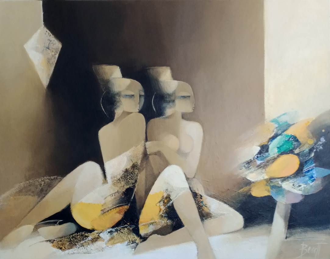 Modèles au bouquet jaune, œuvre de François Benett